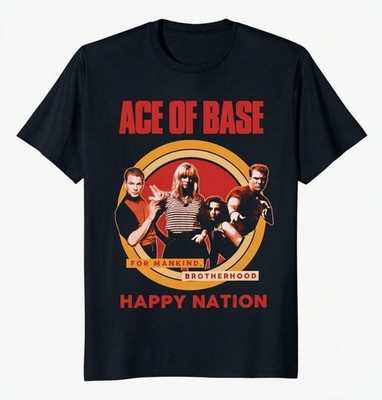 Ace Of Base Happy Nation Retro Double Sided T-Shirt 90s Pop Band Music Tee