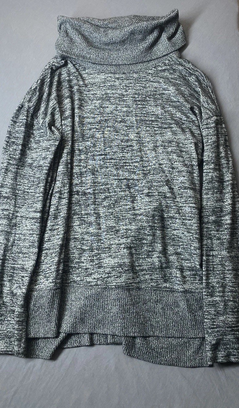 Gap women's marled gray cowl neck tunic sweater with long sleeves Size XL
