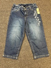 Faded Glory Capri Jeans Women 16 Blue Denim Cotton Stretch Mid Rise Straight Leg