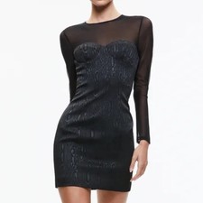 Alice + Olivia - Takako Mesh Crew Neck Mini Dress