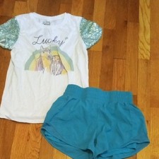 girl xl sequin tee SPIRIT with shorts