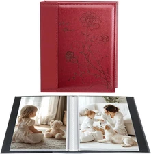 Photo Album 5x7 Clear Pages Pockets Leather Cover Slip Slide in Photo Album Book