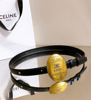 Celine Maison 2.5CM Leather Belt Gold Oval Buckle New Gift box