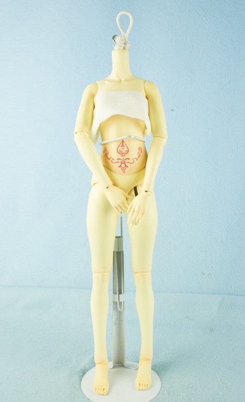 Old SD Girl BJD Resin Body Modded w Tattoos & Piercings