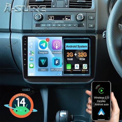 Carplay 2+32G Android 14 Autoradio 4 Core GPS Navi für Skoda Fabia 2 2007-2013