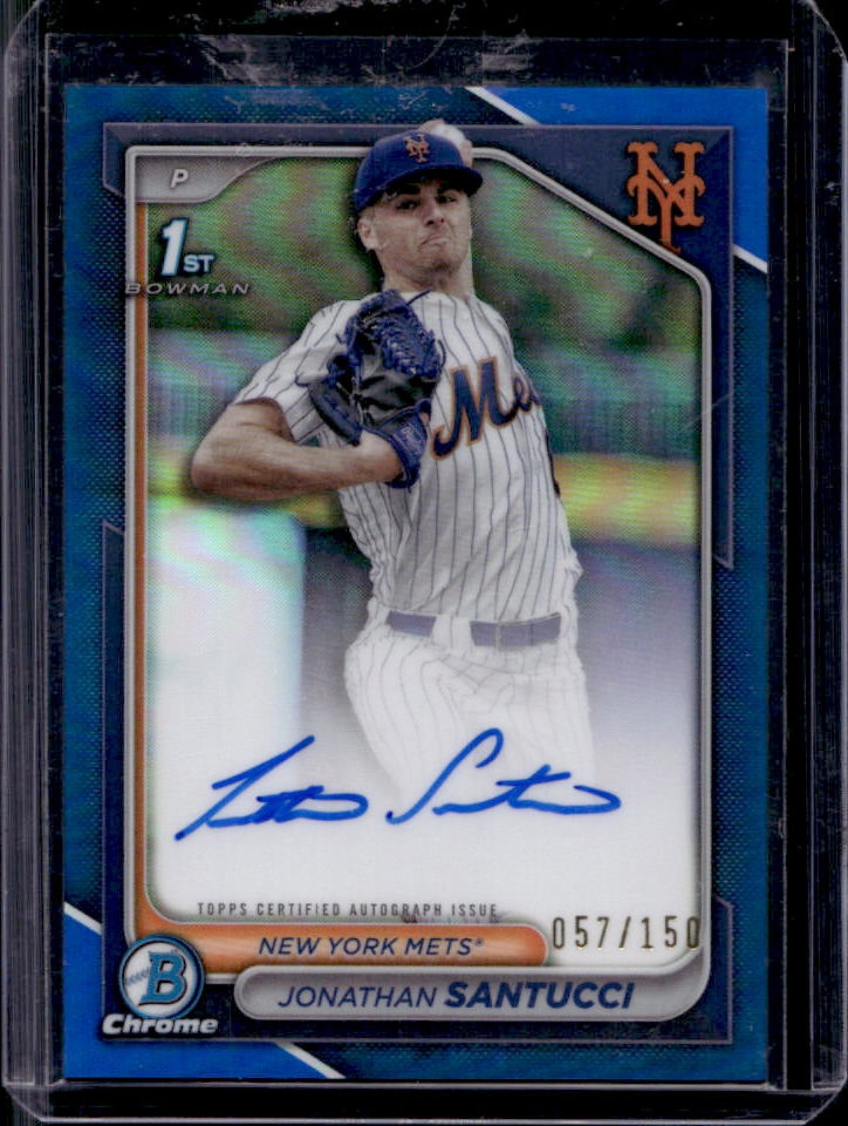 2024 Bowman Draft Jonathan Santucci Chrome Auto Blue Refractor 1st #57/150