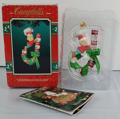 ENESCO VTG 1995 Campbell's Soup A Well Balanced Meal for Santa Ornament EUC
