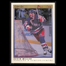 Kevin Miller Rookie #73 1990 O-Pee-Chee Premier New York Rangers Hockey Card NHL