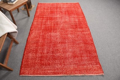 3,9x6,7 ft Vintage Rug, Turkish Rug, Red Oriental Wool Rug