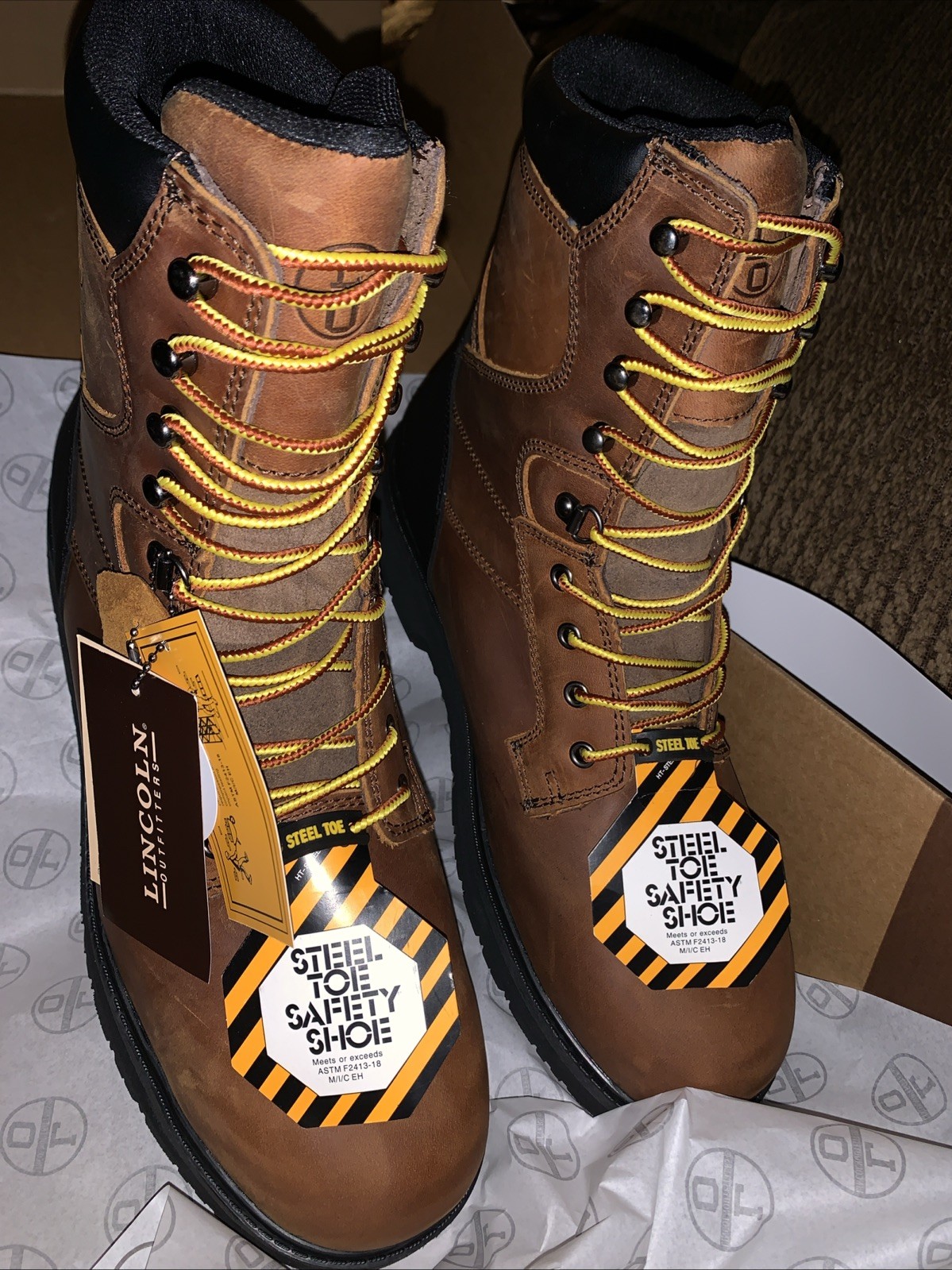 Lincoln Outfitters Men's Premium Waterproof Steel-Toe Work Boots Brown Men’s 13W