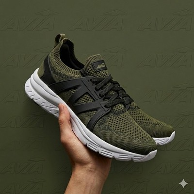 Avia Mens Quickflash Running Sneakers Sz(8.5)Olive Lightweight Shoes MNAI24CA059