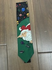 Hallmark Christmas Santa Claus Playing Golf Tie Blue 57  Happy Holiday