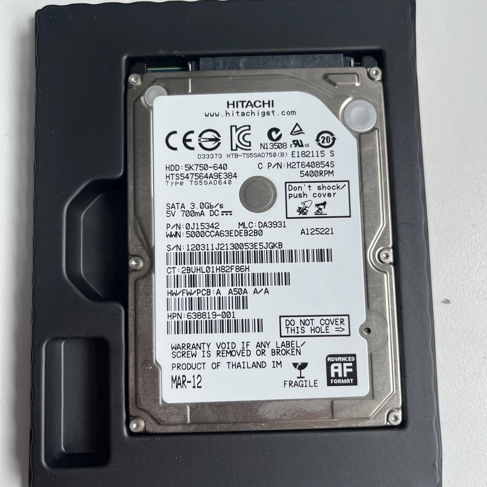 HITACHI TS5SAD750 750GB 2.5" Internal Hard Disk Drive SATA 3.0G/bs 5400 RPM - Image 3 of 3