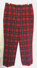 VINTAGE PENDLETON WOMEN'S RED GREEN LENNOX TARTAN PLAID PANTS LARGE