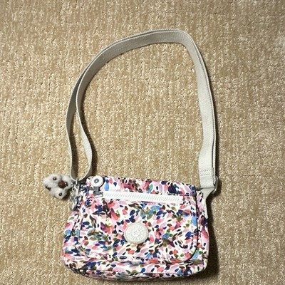 Authentic Kipling Floral Crossbody Purse Original White Monkey Charm