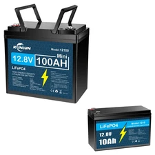 12V 10Ah 100Ah LiFePO4 Lithium Battery, Built-in Smart BMS, for RV Golf Cart