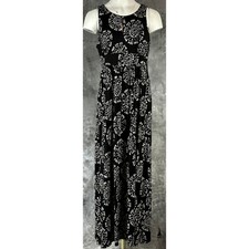 Ann Taylor Loft Black & Gray Slvls Knit Maxi Dress sz M (14698)