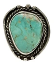 Vintage Navajo Sterling Silver Large Blue Turquoise Ring Size 11.25