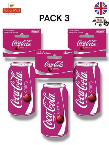 Coca Cola Car Air Freshener Freshner Fragrance Scent - Cherry Coke Pack Of 3 New