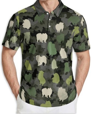 Samoyed Men's Polo Shirt Short Sleeve Cute Dog Tropical Casual Shirt
