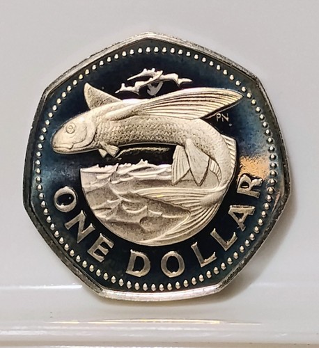 Uncirculated 1974 Barbados $1 Proof Coin Beautiful Luster Comes In Capsule