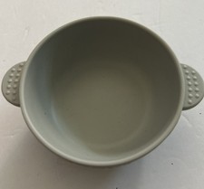 Baby Silicone Bowl With Suction And Handles Gray W / 3 Baby Spoons. New