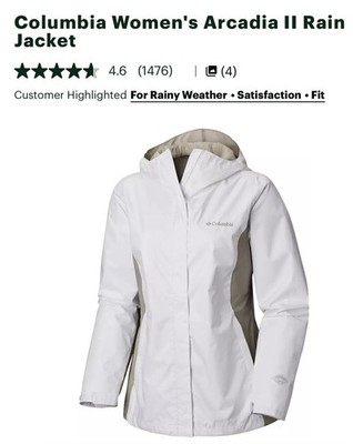 COLUMBIA Women Arcadia II Jacket White two tone NWT Size XL Waterproof Omni Tech
