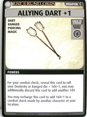 Pathfinder Adventure Card Game - 1x Allying Dart +1 - Character Add-On
