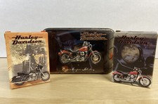 Vintage Harley Davidson Collectible Embossed Tin With Two Decks Playing Cards