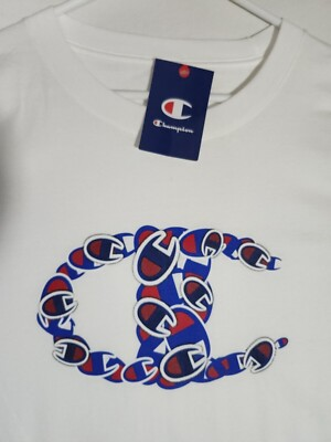 #ad #ad Champion T Shirt short sleeve 4XB Big White Classic Tee with Logos NWT $10.38