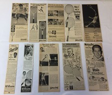collection/lot of 10 1940s-60s TENNIS ads ~ Pancho Gonzalez, Bobby Riggs, more