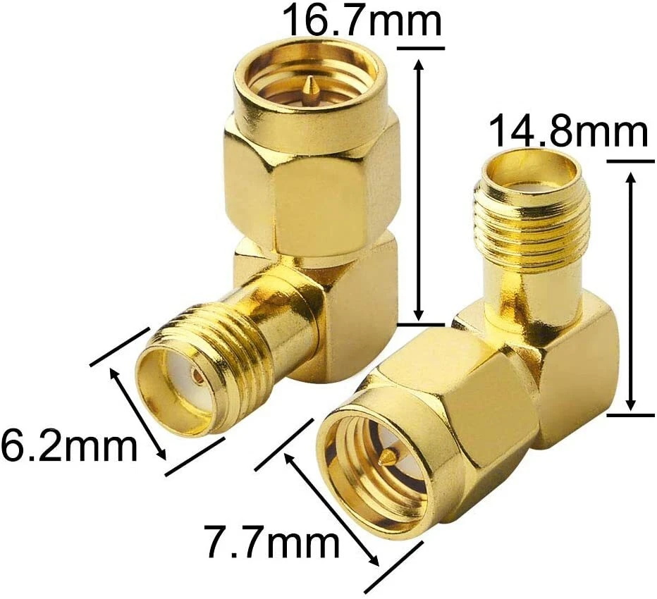 10x SMA Male Plug to SMA Female Jack Right Angle 90 Degree RF Connector Adapter - Image 3 of 4