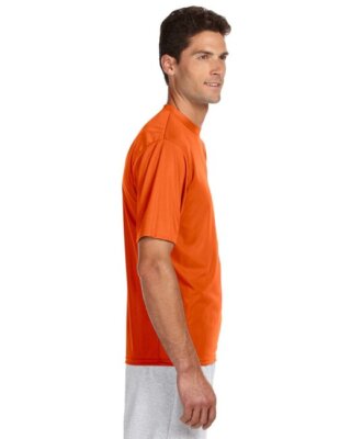 A4 Men's Moisture-Wicking Muscle Shirt - Odor Resistant, Stain Release, X-Large Orange/White
