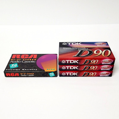 (3) TDK D90 High Output IEC I/Type I  & (1) RCA Hi-Fi Stereo Audio Cassettes NEW