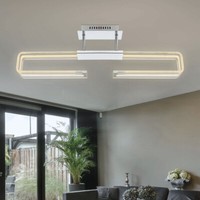 Deckenleuchte Deckenlampe Designleuchte Led Wohnzimmerlampe Chrom Glas Satiniert