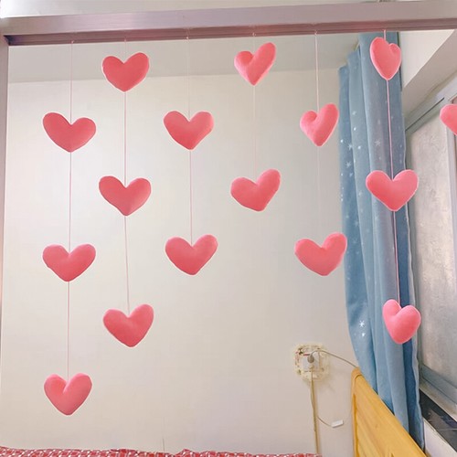 Heart Shaped Furry Door Hanging Curtain Self Adhesive Cute Kawaii Door Decor CA, - Picture 17 of 27