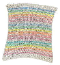 Baby Blanket Crocheted By Hand 27"x32" Multi-colored Pastels