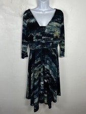 Simply Vera Dress Sz M Blue Watercolor Art Gallery Chic Modern Romantic