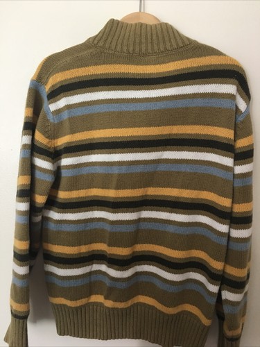 Gymboree Boys S Striped Sweater 5 6 Wilderness Club Yellow Blue Brown Half Zip - Picture 5 of 5