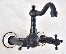 Black oil Antique Brass Wall Mounted Bathroom Sink Faucet Mixer Tap 2nf878