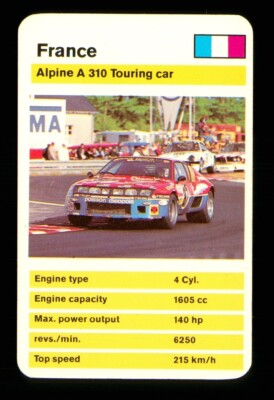 1 x info card car Formula Racer Alpine A 310 Touring car - R133