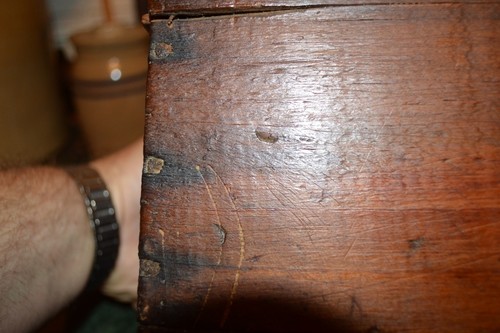 ANTIQUE PRIMITIVE AAFA WOODEN SLIDING LID CANDLE BOX HAND MADE 1800's RICH COLOR - Picture 9 of 11