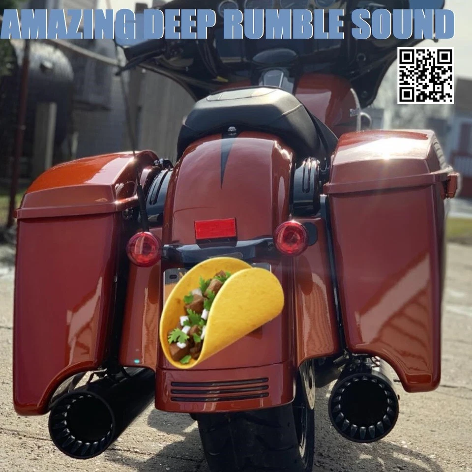 SHARKROAD 4.4" Slip On Mufflers for Harley Touring Exhaust 17-UP Deep Rich Tone - Image 3 of 4