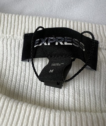 Suéter Express Mujer’s Mediano Marfil Blanco Sin Mangas Hombreras 90’s Hippie - Imagen 5 de 10