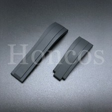 20mm Black Silicone Rubber Watch Strap Band For Rolex OYSTERFLEX