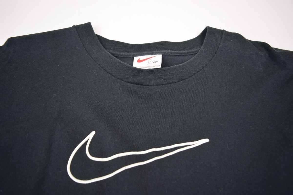 Nike T-Shirt VTG 90s Big Center Swoosh Black Shirt Sz XL/XXL