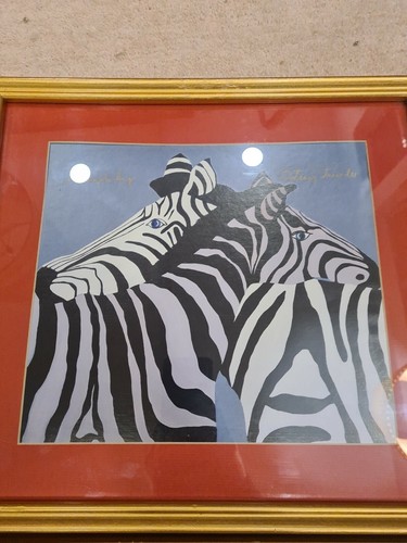 2 Betsey Fowler Animal Litho's Signed in Gold Frames; Zebra, Tiger - Picture 5 of 12