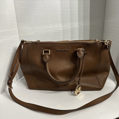 Michael Kors Jet Set Saffiano Leather Camel Brown Tote Shoulder Bag Purse