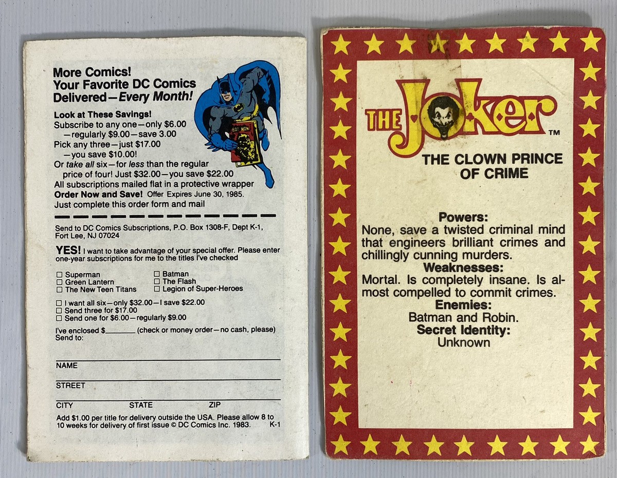 DC Super Powers The Joker 1984 Mini Comic Book And Cut Collectors