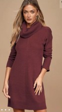 Lulus Tea Reader Burgundy Sweater Dress